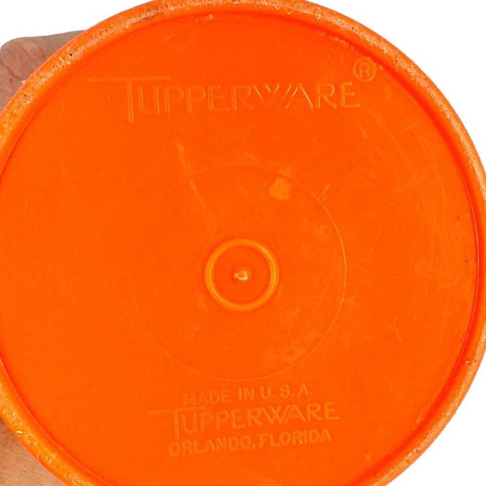 Vintage Tupperware Flip Top Container 1.5 Qt Orange Space Saver USA - Picture 5 of 8